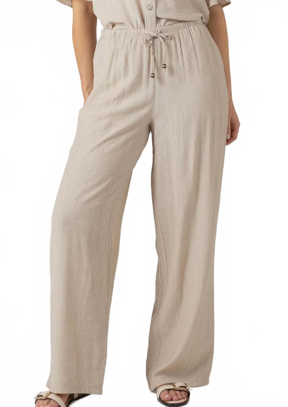 NEW DEX drawstring wide leg pant in light oyster